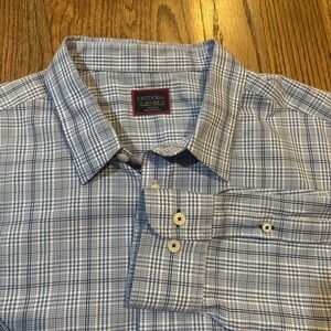 Untuckit Durbanville Blue White Plaid Cotton Relaxed‎ Fit Wrinkle Free Shirt 2XL